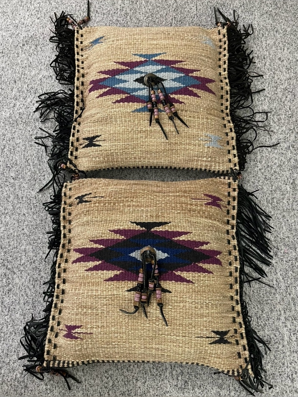 2 - Decorative 14” X 14” Multicolor Decor Indian Handwoven Style Pillows